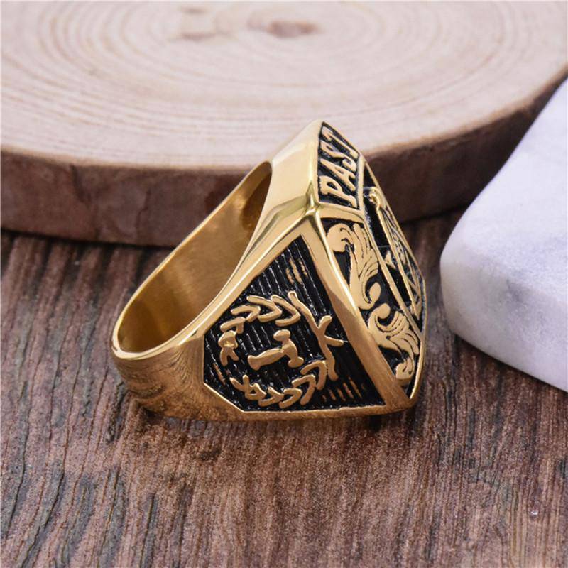 Past Master Blue Lodge Ring - Gold Stainless Steel