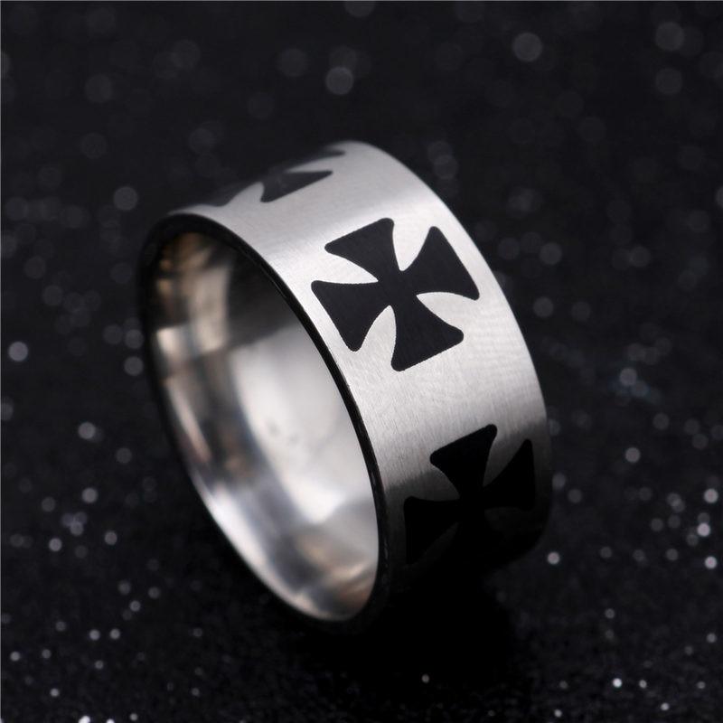 Knights Templar Commandery Ring - Stainless Steel Black Cross