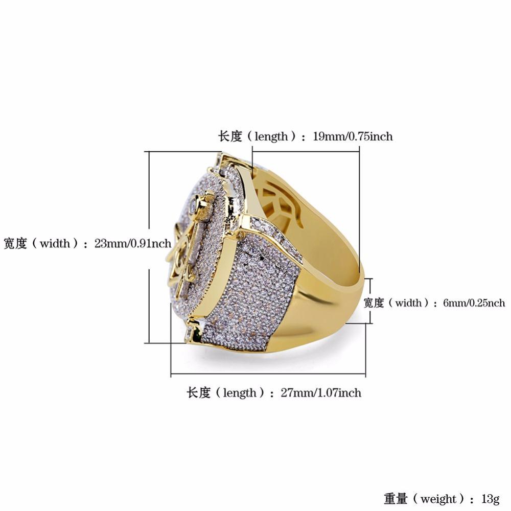 Master Mason Blue Lodge Ring - Cubic Zirconia Copper Gold