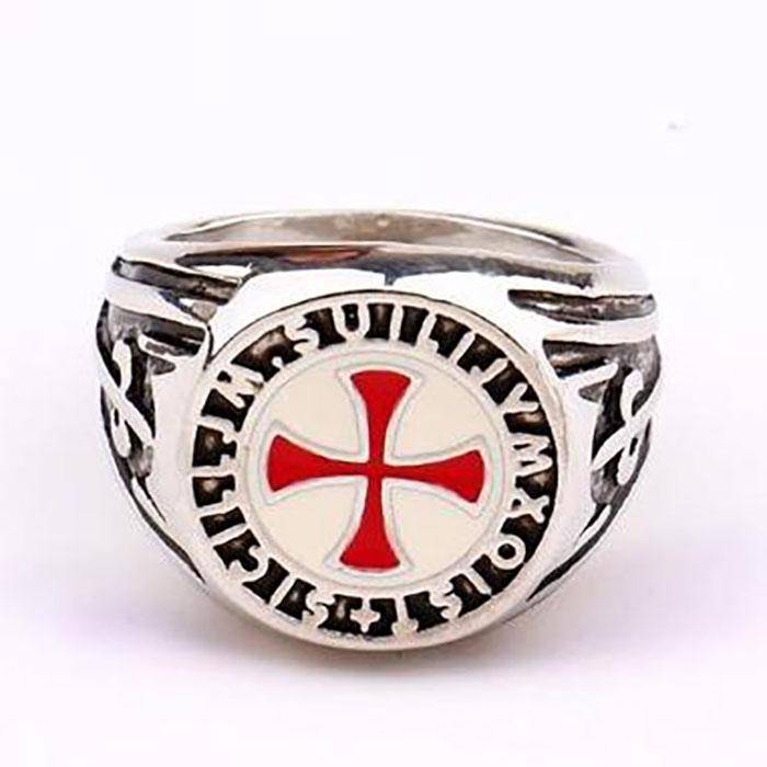 Knights Templar Commandery Ring - Red Enamel Cross