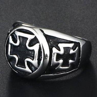 Knights Templar Commandery Ring - Silver Black Tone Cross