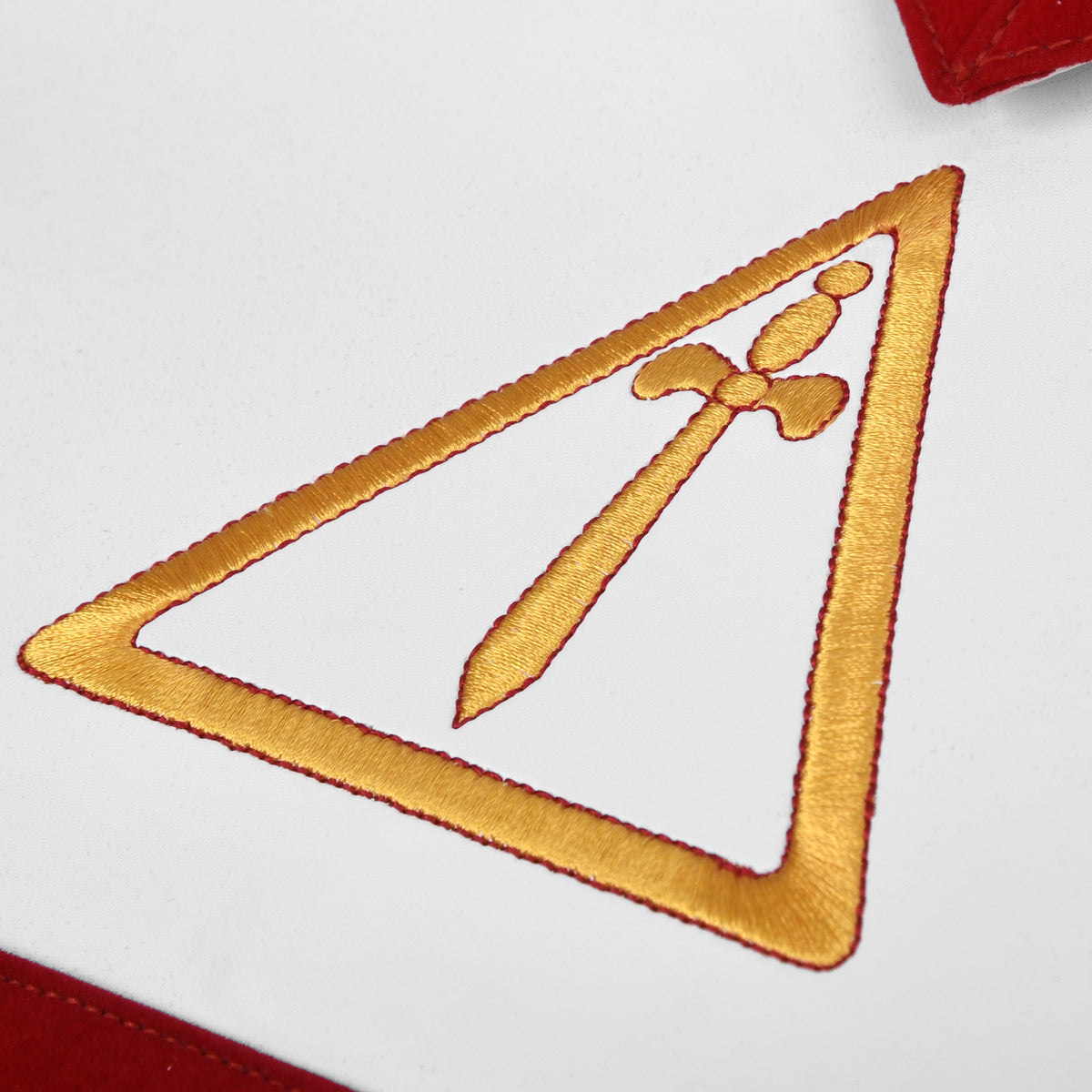 Royal Arch Chapter Apron - Red Velvet With Triple Tau - Bricks Masons