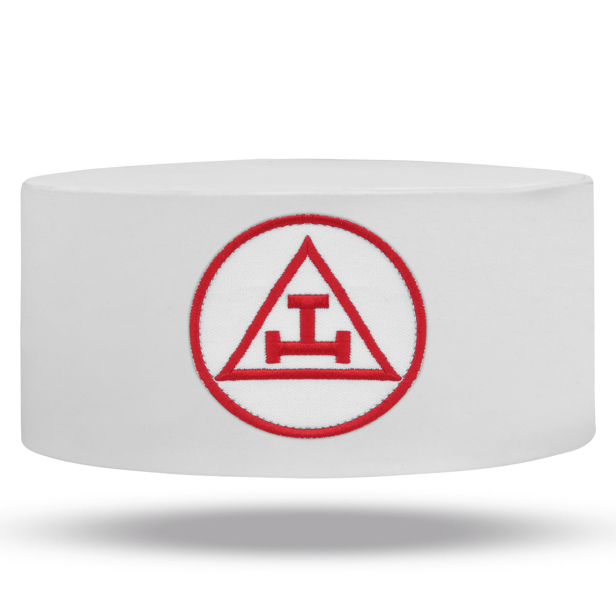 Royal Arch Chapter Crown Cap - White with Red Triple Tau Machine Embroidery - Bricks Masons