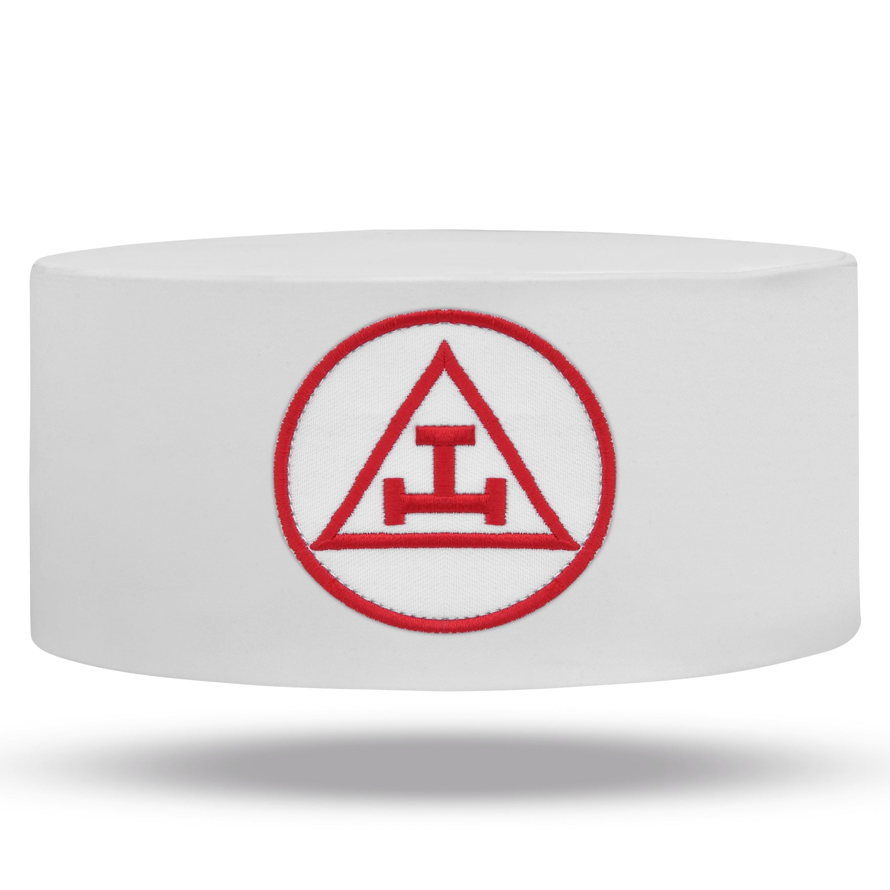 Royal Arch Chapter Crown Cap - White with Red Triple Tau Machine Embroidery