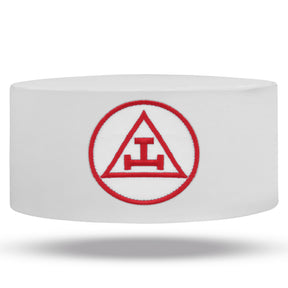 Royal Arch Chapter Crown Cap - White with Red Triple Tau Machine Embroidery