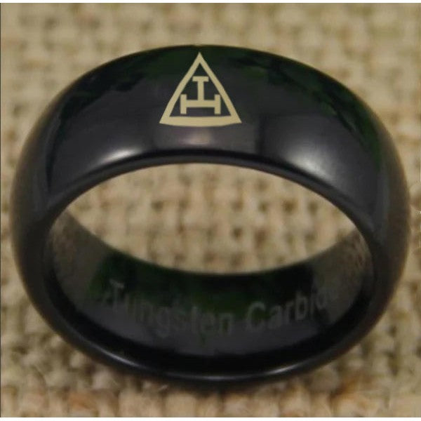 Royal Arch Chapter Ring - Black Dome Tungsten Personalizable