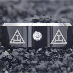 Royal Arch Chapter Ring - Black Silver Bevel With CZ Stone