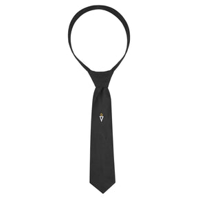 Royal & Select Masters Necktie - Black with Hand Threaded Silk Emblem