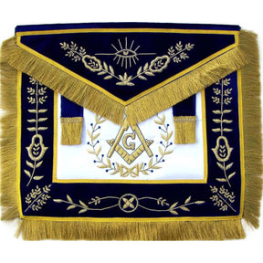 Master Mason Blue Lodge Apron - White & Navy Blue