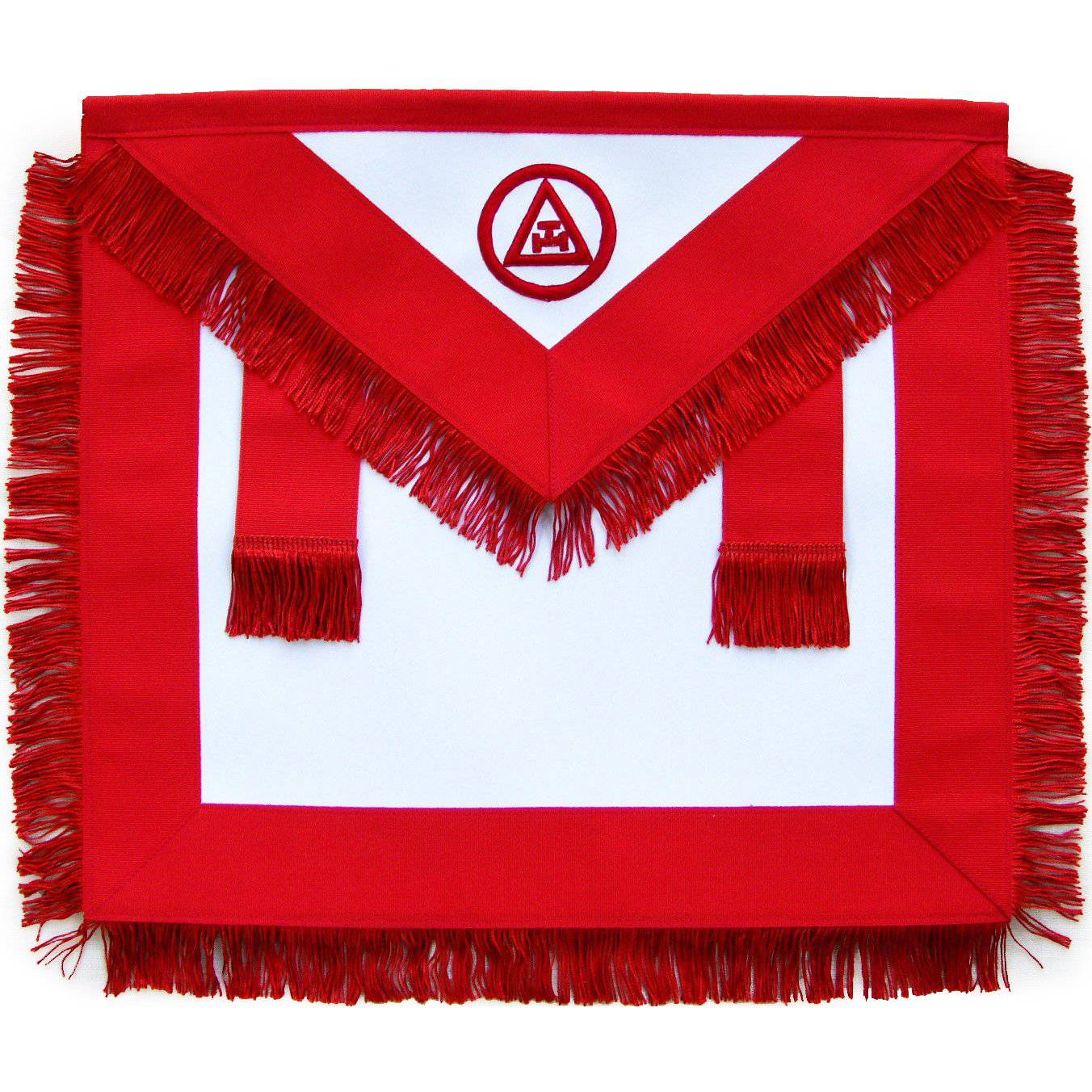 Royal Arch Member Chapter Apron - Red Triple Tau with Fringe Tassels