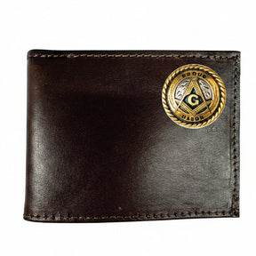 Master Mason Blue Lodge Wallet - Brown Square and Compasses Bifold Wallet