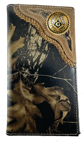 Master Mason Blue Lodge Wallet - Proud Mason Nocona Camo Long Rodeo