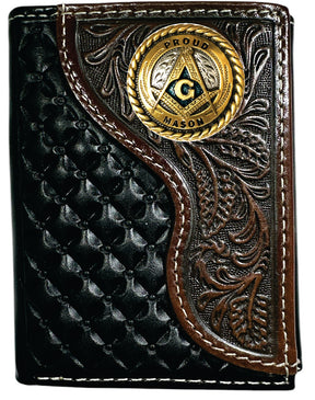 Master Mason Blue Lodge Wallet - Proud Mason Nocona Black & Cherry