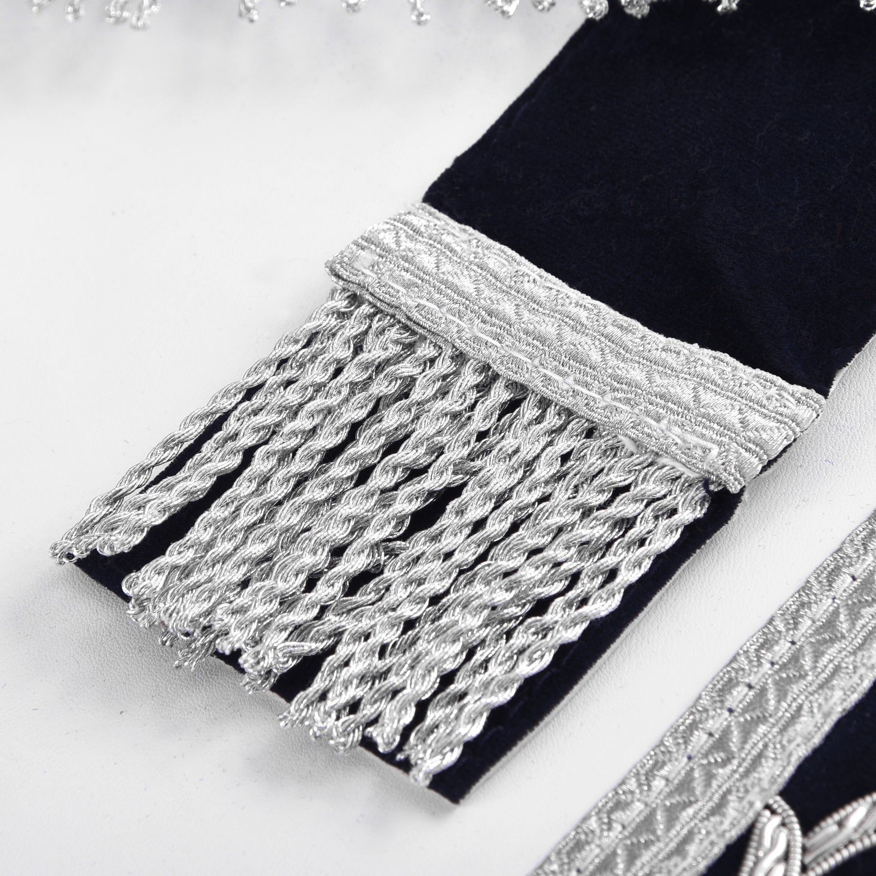 Secretary Blue Lodge Officer Apron - Dark Blue With Silver Hand Embroidery Bullion - Bricks Masons