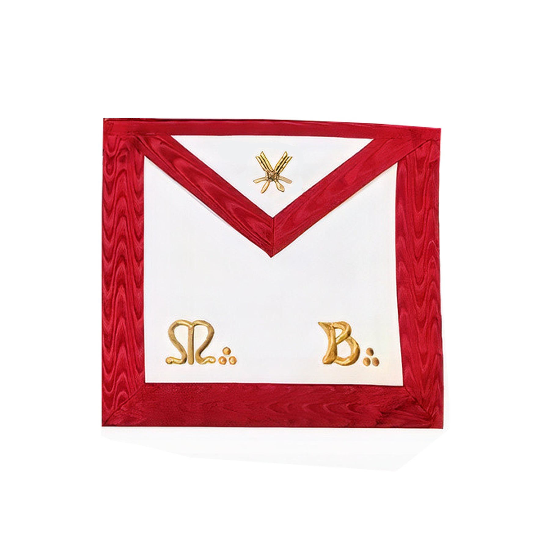 Secretary Scottish Rite Apron - Red Moire Gold Embroidery