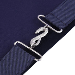 Senior Deacon Blue Lodge California Officer Apron - Dark Blue With Silver Hand Embroidery Bullion - Bricks Masons