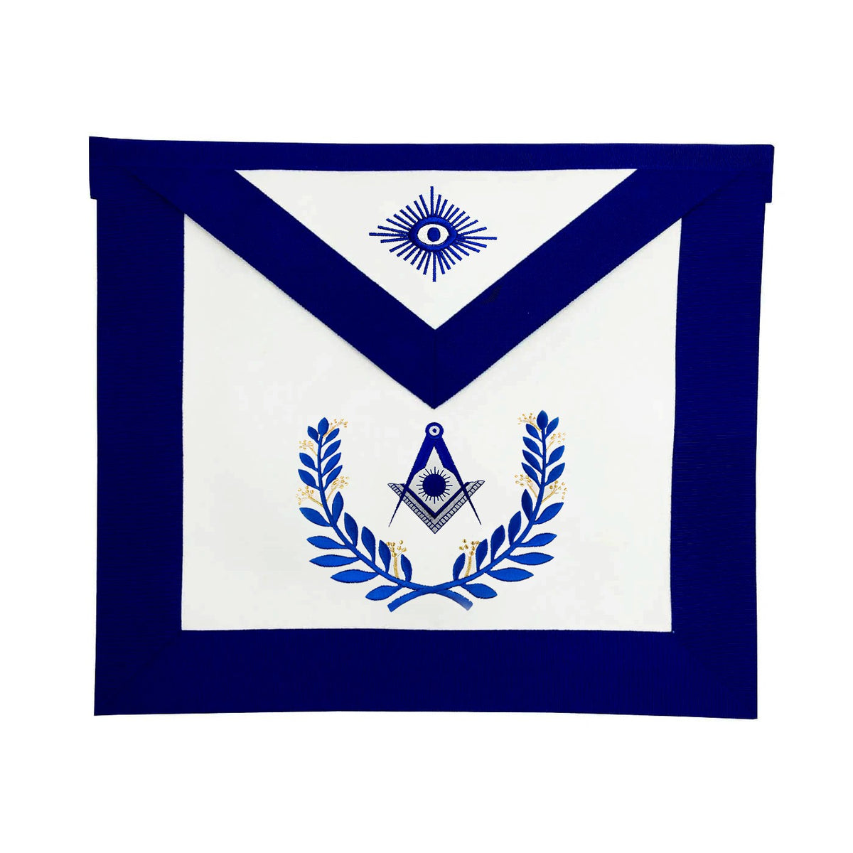 Senior Deacon Blue Lodge Officer Apron - Royal Blue Wreath Embroidery