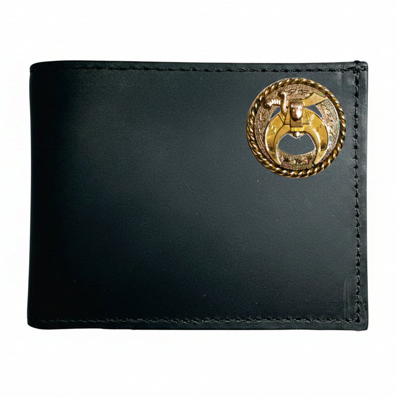 Shriners Wallet - Black Leather Bifold Wallet