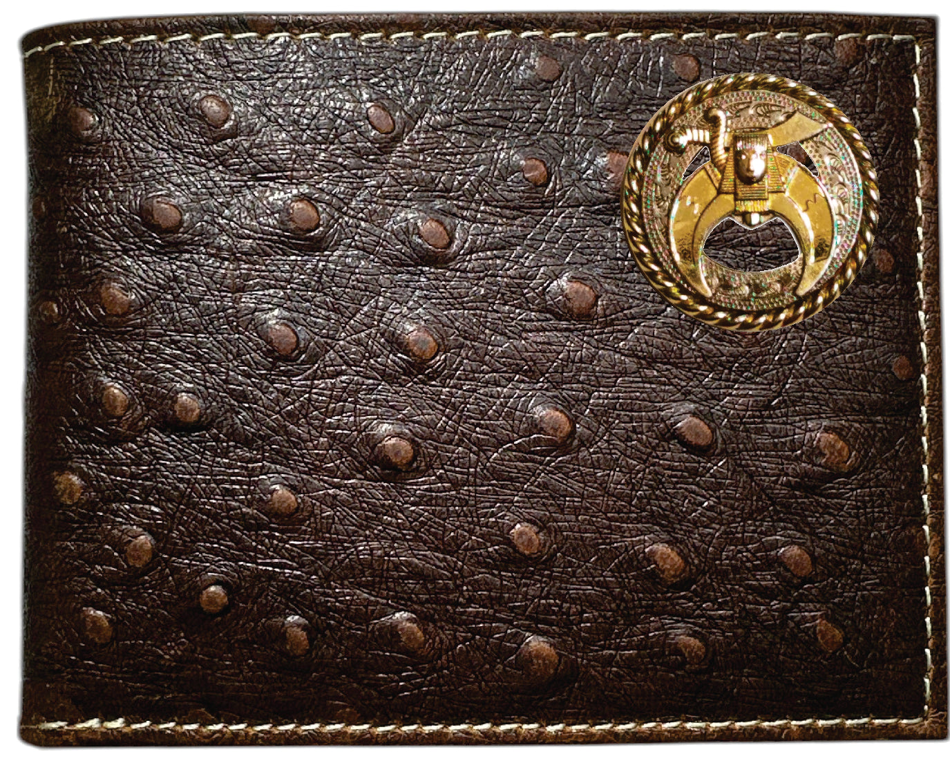 Shriners Wallet -  Nocona Ostrich Print Leather Bifold