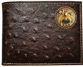 Shriners Wallet -  Nocona Ostrich Print Leather Bifold