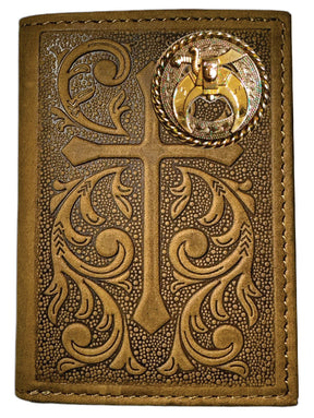 Shriners Wallet - Trifold Nocona Soft Leather Embossed Cross