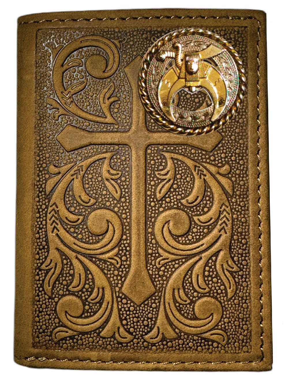 Shriners Wallet - Trifold Nocona Soft Leather Embossed Cross