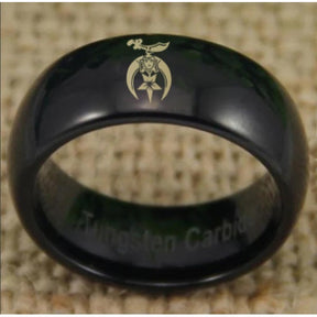 Shriners Ring - Black Dome Tungsten Personalizable