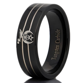 Shriners Ring - Black Tungsten Personalizable