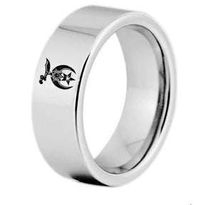 Shriners Ring - Silver Color Pipe Cut Tungsten Personalizable