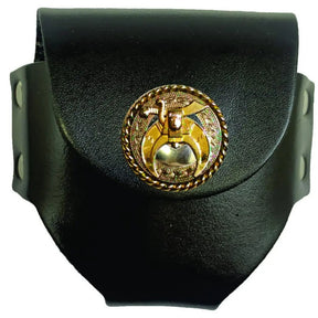 Shriners Snuff Can Holder - Genuine Leather with Snap Closure