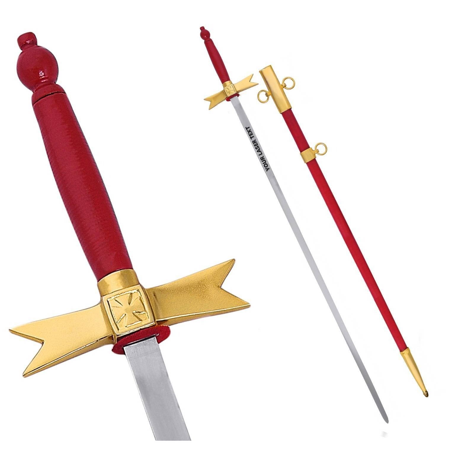 Knights Templar Commandery Sword - Red Hilt and Scabbard - Bricks Masons
