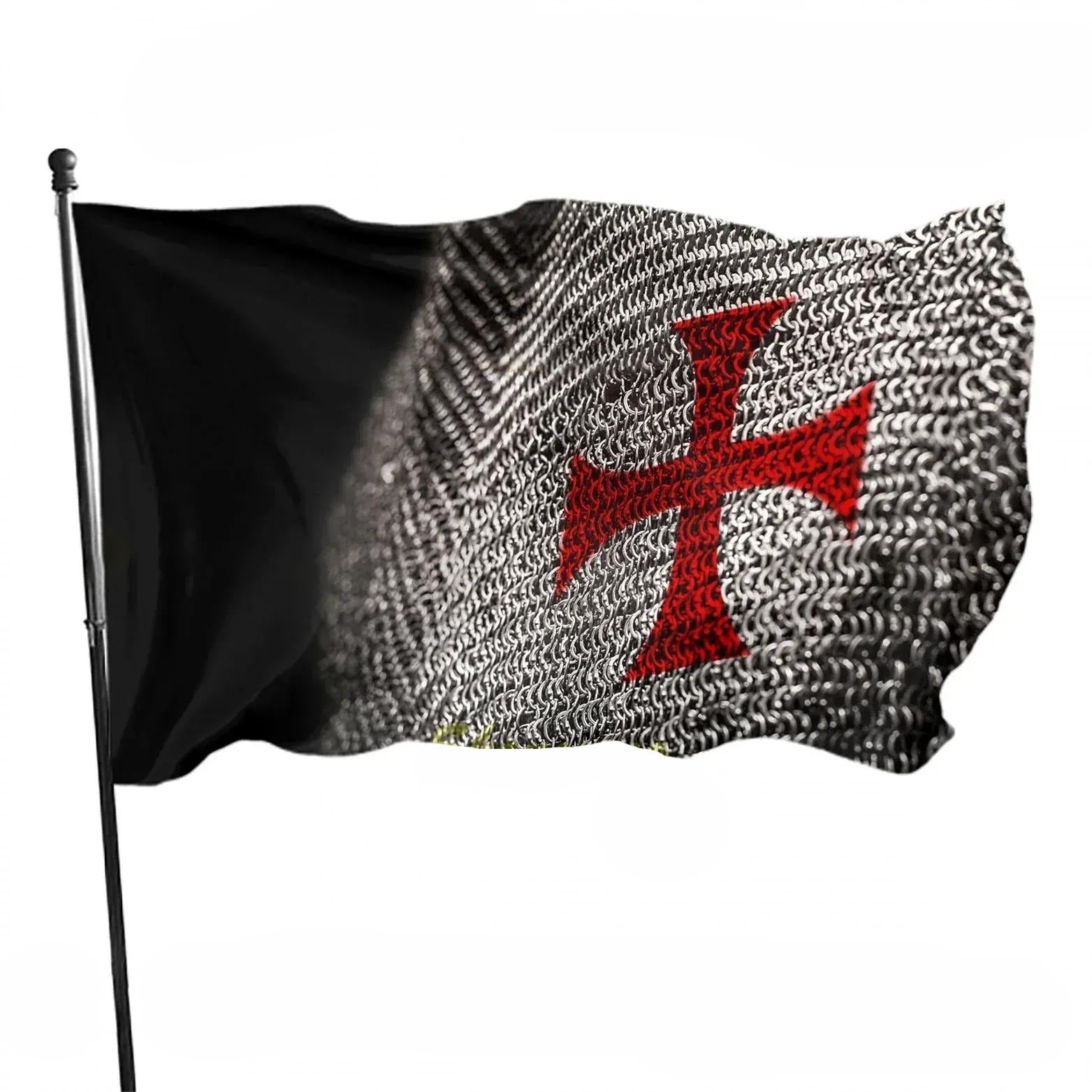 Knights Templar Commandery Flag - Red Cross Polyester - Bricks Masons