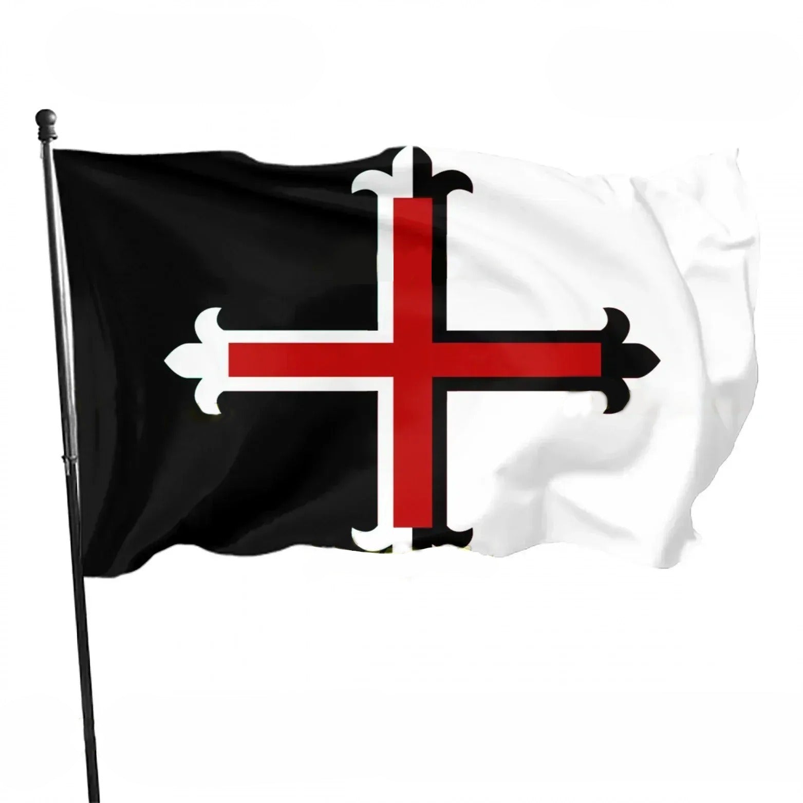 Knights Templar Commandery Flag - Black & White Polyester - Bricks Masons