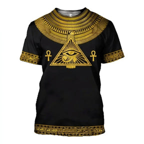 Ancient Egypt T-Shirt - 3D Printing  Eye of Horus & Ankh Cross - Bricks Masons