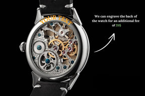 Master Mason Blue Lodge Wristwatch -  Silver Skeleton Dial Intricate Detailing