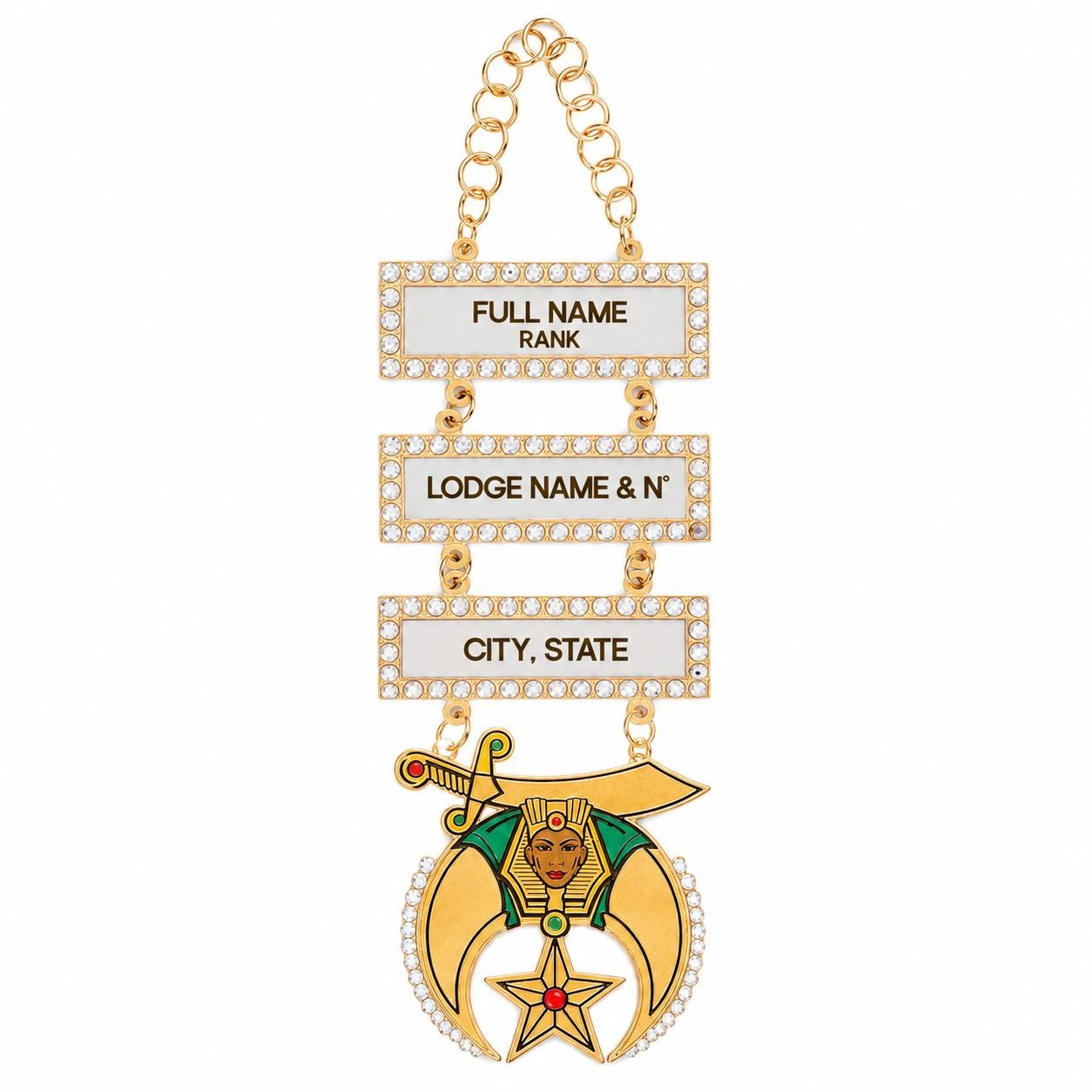 Daughters of Sphinx Collar Jewel - Gold Plated With Three Engravable Bars