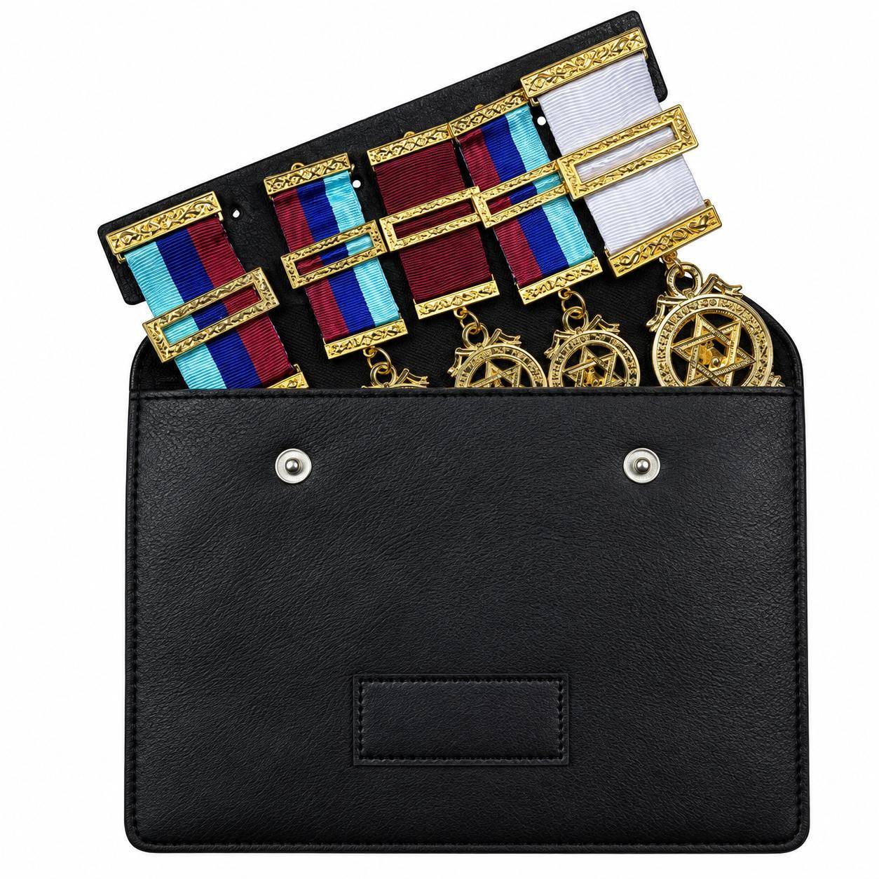 Estuche para joyas de la Logia Azul de Maestro Masón - Extra grande, de piel sintética negra