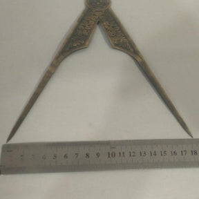 Master Mason Blue Lodge Working Tools Set - Pure Brass 2 Pieces Square & Compass