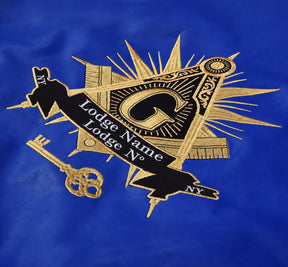 International Masons Jacket - Blue Leather With Customizable Embroidery - Bricks Masons