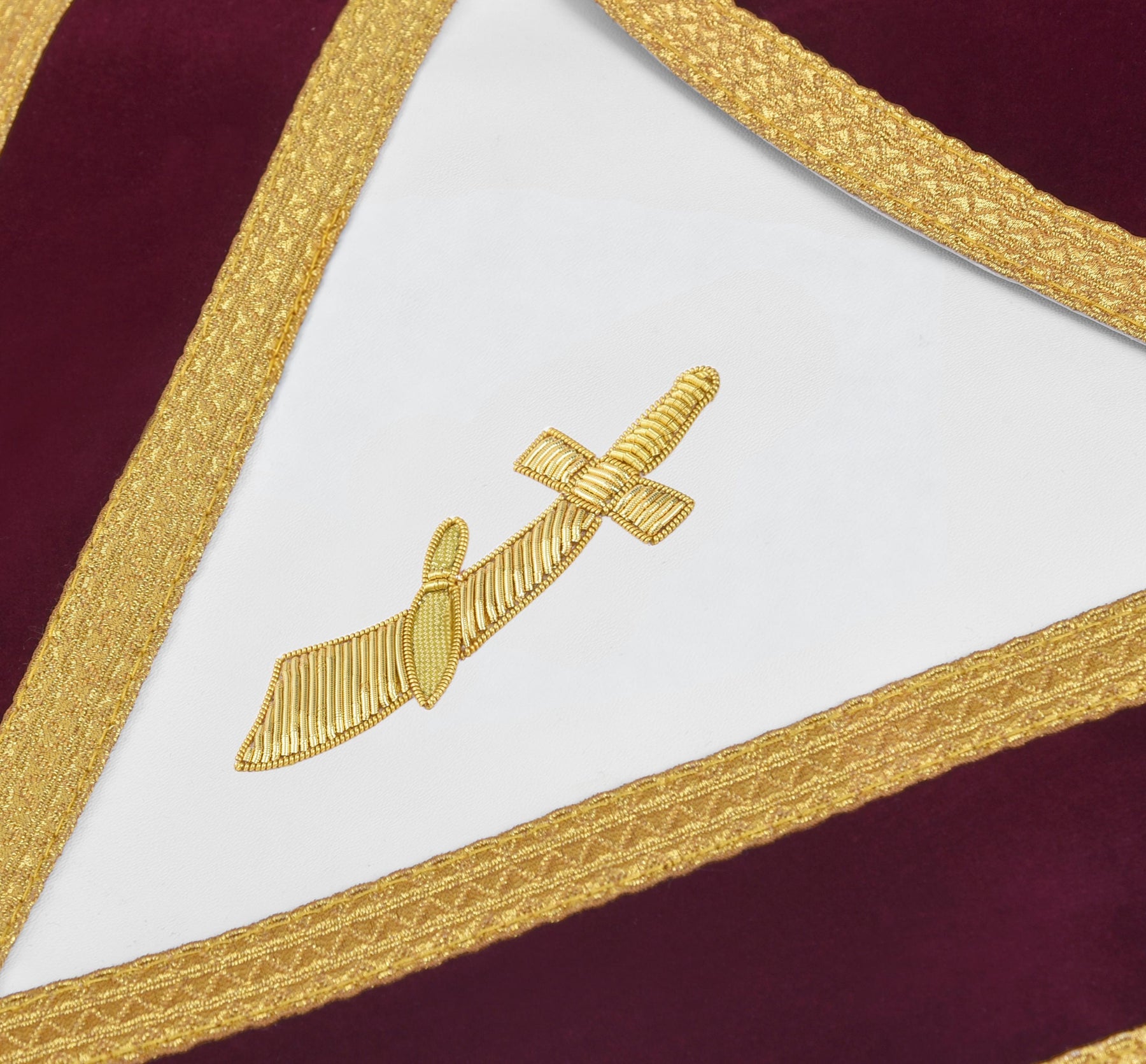 Grand Sentinel Royal & Select Masters Apron - Maroon Velvet With Gold Bullion Hand Embroidery - Bricks Masons