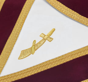 Grand Sentinel Royal & Select Masters Apron - Maroon Velvet With Gold Bullion Hand Embroidery - Bricks Masons