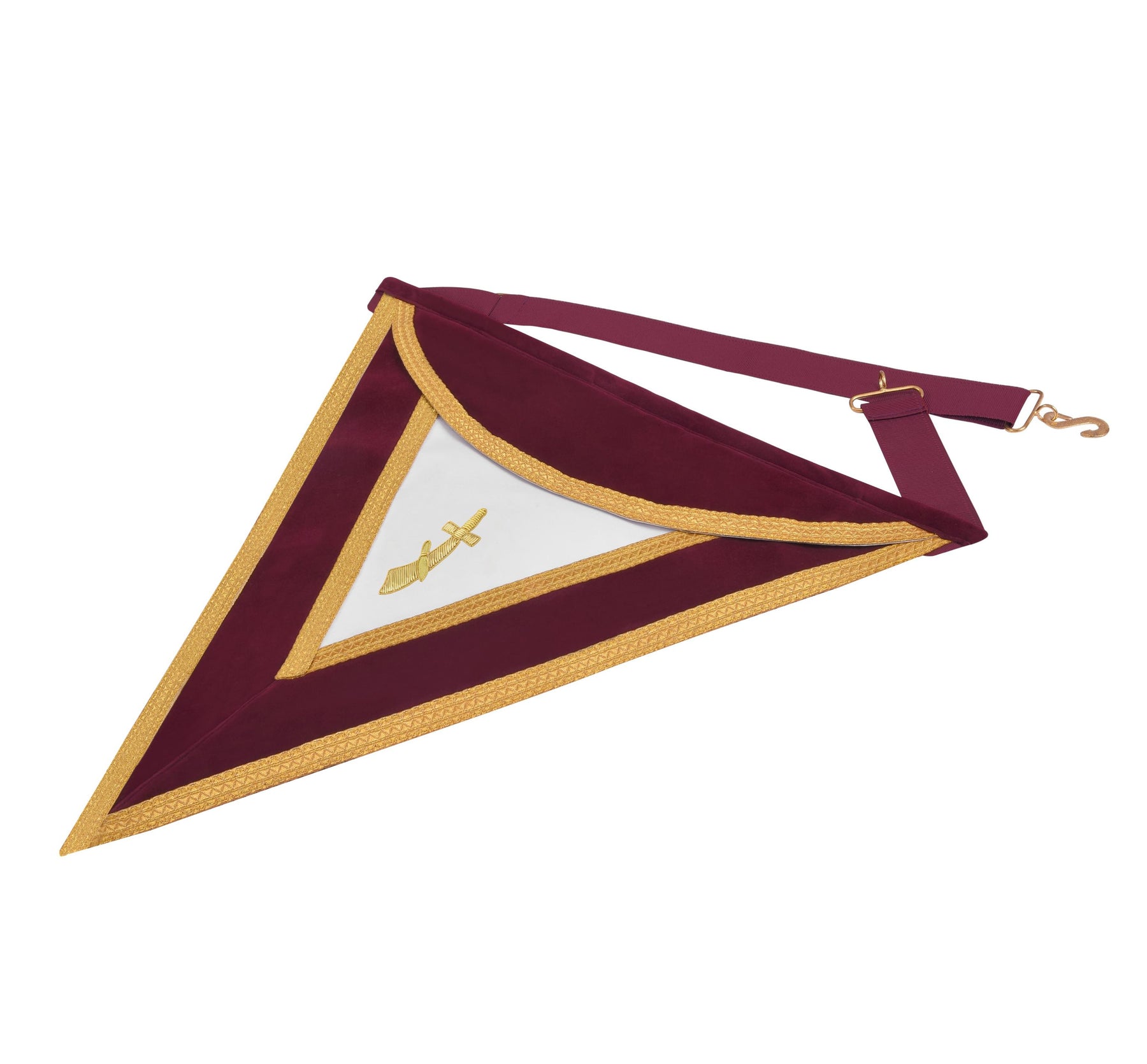 Grand Sentinel Royal & Select Masters Apron - Maroon Velvet With Gold Bullion Hand Embroidery - Bricks Masons