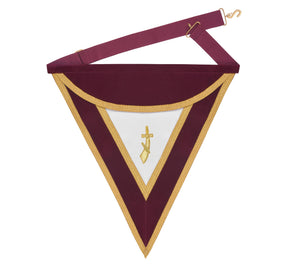 Grand Sentinel Royal & Select Masters Apron - Maroon Velvet With Gold Bullion Hand Embroidery - Bricks Masons
