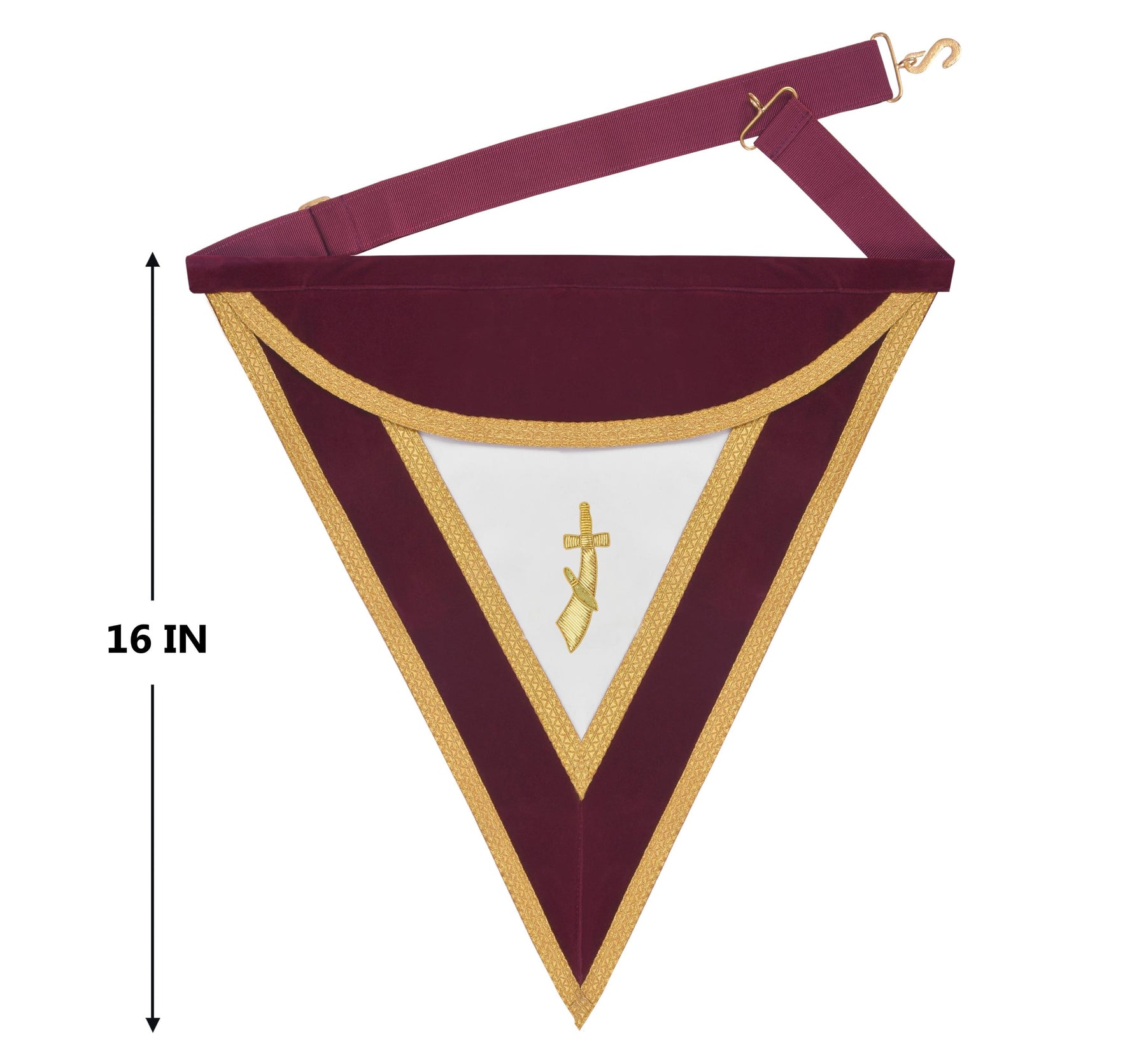 Grand Sentinel Royal & Select Masters Apron - Maroon Velvet With Gold Bullion Hand Embroidery - Bricks Masons