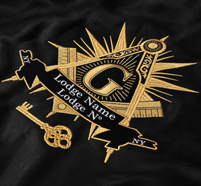 International Masons Jacket - Black Leather With Customizable Embroidery - Bricks Masons