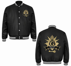International Masons Jacket - Black Leather With Customizable Embroidery - Bricks Masons