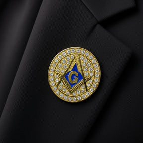 Master Mason Blue Lodge Lapel Pin - Zinc Alloy Gold Plated With Blue - Bricks Masons