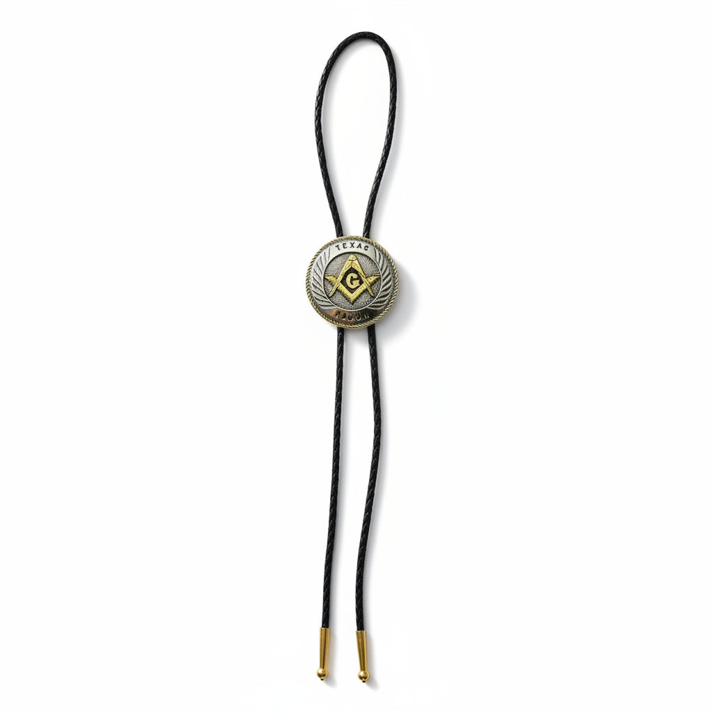 Master Mason Blue Lodge Bolo Tie - Large Texas Mason Square & Compass