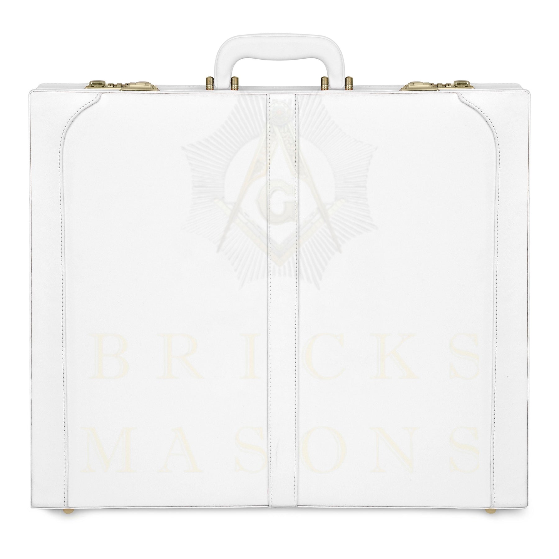 Universal Apron Case - White Imitation Leather & Gold Double Lock