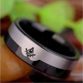 Widows Sons Ring - Black Silver Tungsten Personalizable